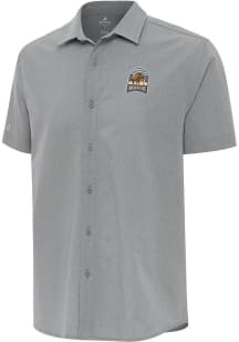 Antigua Oklahoma Wildcatters Mens Grey Activate Short Sleeve Dress Shirt