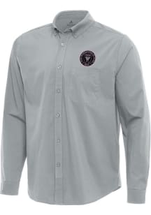 Antigua Inter Miami CF Mens Grey Flight Long Sleeve Dress Shirt