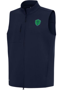 Antigua Seattle Sounders FC Mens Navy Blue Demand Sleeveless Jacket