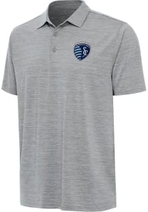 Antigua Sporting Kansas City Mens Grey Layout Short Sleeve Polo