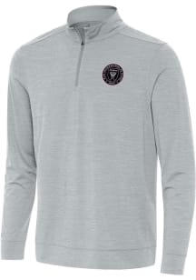 Antigua Inter Miami CF Mens Grey Bright Long Sleeve Qtr Zip Pullover