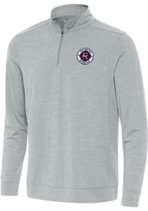 Antigua New England Revolution Mens Grey Bright Long Sleeve Qtr Zip Pullover