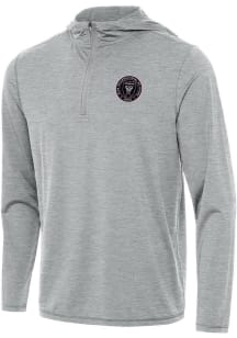 Antigua Inter Miami CF Mens Grey Tidy Long Sleeve Qtr Zip Pullover