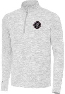 Antigua Inter Miami CF Mens Grey Cause Long Sleeve Qtr Zip Pullover