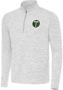 Antigua Portland Timbers Mens Grey Cause Long Sleeve Qtr Zip Pullover