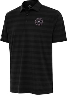 Antigua Inter Miami CF Mens Black Tunnel Short Sleeve Polo