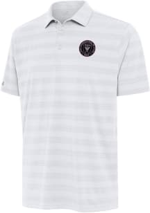 Antigua Inter Miami CF Mens White Tunnel Short Sleeve Polo