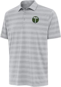 Antigua Portland Timbers Mens Grey Tunnel Short Sleeve Polo