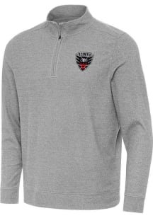 Antigua DC United Mens Grey Subtle Long Sleeve Qtr Zip Pullover