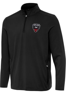 Antigua DC United Mens Black Perilous Long Sleeve Qtr Zip Pullover