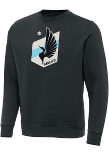 Antigua Minnesota United FC Mens Charcoal Full Front Victory Long Sleeve Crew Sweatshirt