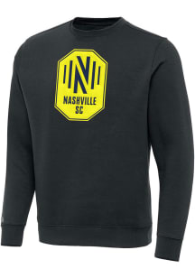 Antigua Nashville SC Mens Charcoal Full Front Victory Long Sleeve Crew Sweatshirt