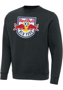 Antigua New York Red Bulls Mens Charcoal Full Front Victory Long Sleeve Crew Sweatshirt