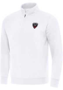 Antigua DC United Mens White Victory Long Sleeve Qtr Zip Pullover