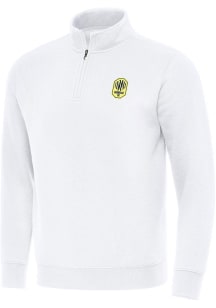 Antigua Nashville SC Mens White Victory Long Sleeve Qtr Zip Pullover