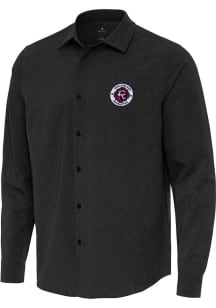 Antigua New England Revolution Mens Black Exposure Long Sleeve Dress Shirt
