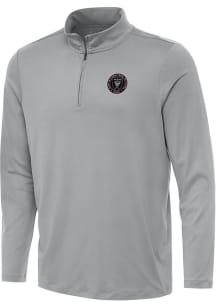 Antigua Inter Miami CF Mens Grey Reprocess Recycled Long Sleeve Qtr Zip Pullover