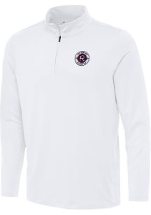 Antigua New England Revolution Mens White Reprocess Recycled Long Sleeve Qtr Zip Pullover