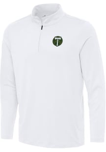 Antigua Portland Timbers Mens White Reprocess Recycled Long Sleeve Qtr Zip Pullover
