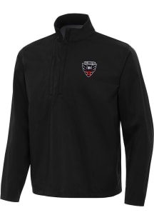 Antigua DC United Mens Black Brisk Long Sleeve Qtr Zip Pullover