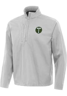 Antigua Portland Timbers Mens Grey Brisk Long Sleeve Qtr Zip Pullover