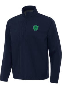 Antigua Seattle Sounders FC Mens Navy Blue Brisk Long Sleeve Qtr Zip Pullover