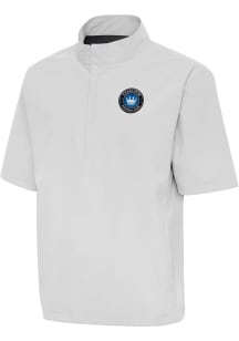 Antigua Charlotte FC Mens Grey Brisk Short Sleeve Jacket