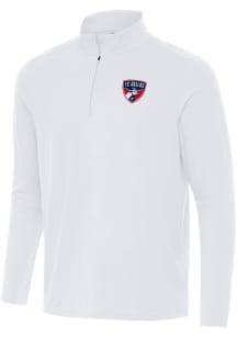 Antigua FC Dallas Mens White Intent Long Sleeve Qtr Zip Pullover