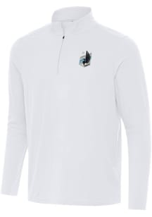 Antigua Minnesota United FC Mens White Intent Long Sleeve Qtr Zip Pullover