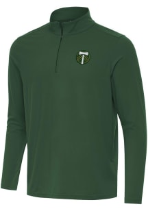 Antigua Portland Timbers Mens Green Intent Long Sleeve Qtr Zip Pullover