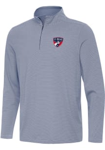 Antigua FC Dallas Mens Navy Blue Twine Long Sleeve Qtr Zip Pullover