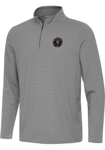 Antigua Inter Miami CF Mens Black Twine Long Sleeve Qtr Zip Pullover