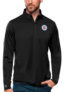 Antigua Chicago Fire Mens Black Tribute Long Sleeve Qtr Zip Pullover