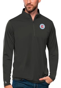 Antigua Chicago Fire Mens Grey Tribute Long Sleeve Qtr Zip Pullover
