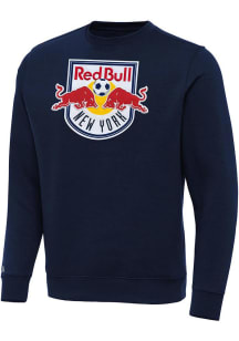 Antigua New York Red Bulls Mens Navy Blue Full Front Victory Big and Tall Crew Sweatshirt