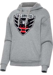 Antigua DC United Womens Grey Full Front Victory Hooded Sweatshirt
