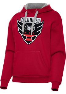 Antigua DC United Womens Red Full Front Victory Hooded Sweatshirt
