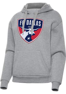 Antigua FC Dallas Womens Grey Full Front Victory Hooded Sweatshirt