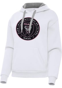 Antigua Inter Miami CF Womens White Full Front Victory Hooded Sweatshirt