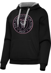 Antigua Inter Miami CF Womens Black Full Front Victory Hooded Sweatshirt
