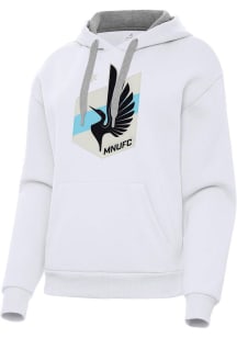 Antigua Minnesota United FC Womens White Full Front Victory Hooded Sweatshirt