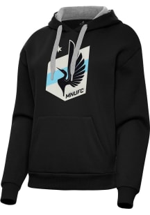 Antigua Minnesota United FC Womens Black Full Front Victory Hooded Sweatshirt
