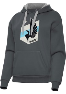 Antigua Minnesota United FC Womens Charcoal Full Front Victory Hooded Sweatshirt