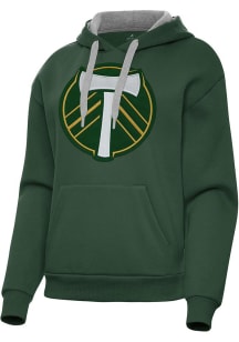 Antigua Portland Timbers Womens Green Full Front Victory Hooded Sweatshirt