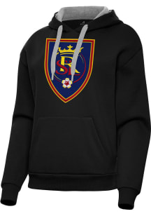Antigua Real Salt Lake Womens Black Full Front Victory Hooded Sweatshirt