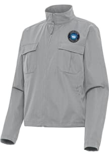 Antigua Charlotte FC Womens Grey Even Par Light Weight Jacket