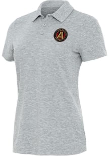 Antigua Atlanta United FC Womens Grey Heather Matter Short Sleeve Polo Shirt