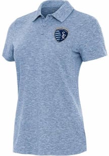Antigua Sporting Kansas City Womens Light Blue Matter Short Sleeve Polo Shirt