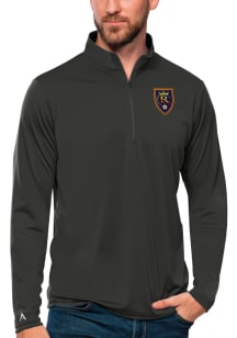 Antigua Real Salt Lake Mens Grey Tribute Long Sleeve Qtr Zip Pullover