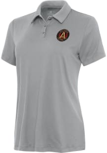 Antigua Atlanta United FC Womens Grey Reprocess Recycled Short Sleeve Polo Shirt
